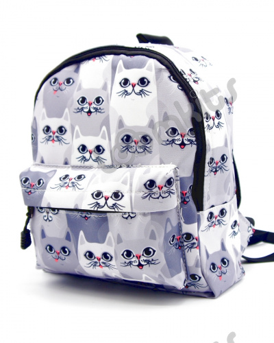 Рюкзак для девочки дошкольный "Серые котики", размер S, серый фото 4