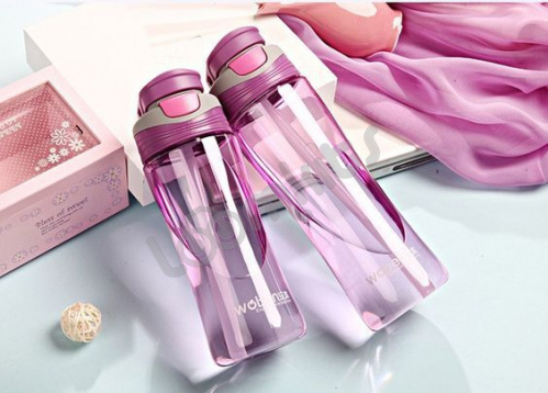 Пластиковая бутылка Woben с поилкой, розовая, 500 мл фото 10