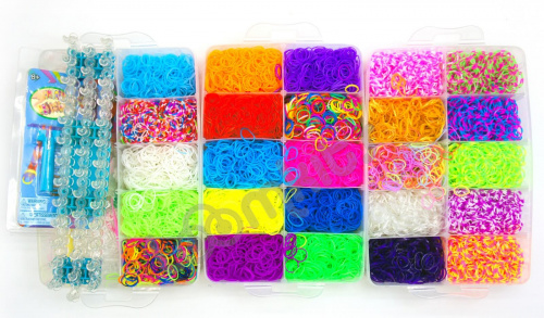 Набор резинок для плетения браслетов, 3 яруса, 18000 резинок, 25 цветов, большой разборный станок, большой пластиковый крючок фото 6