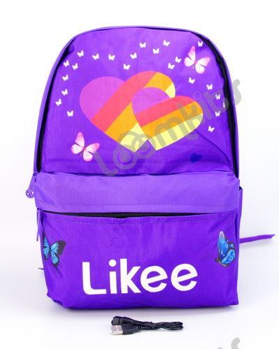 Рюкзак для девочки школьный Likee (Лайки) USB, 20304, сиреневый фото 2