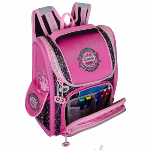 Школьный рюкзак Across ACR19-195 Цветы (розовый) фото 3
