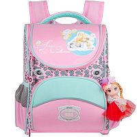 Школьный рюкзак Across ACR19-291 Мишка и цветы (розовый)