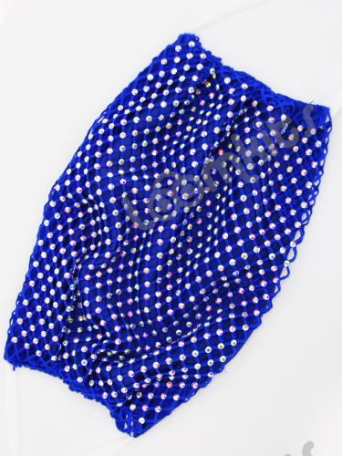 Маска защитная тканевая женская со стразами и кристаллами, синяя