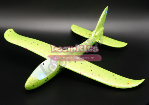 Самолет из пенопласта с LED лентой 48 см - Зеленый фото 7
