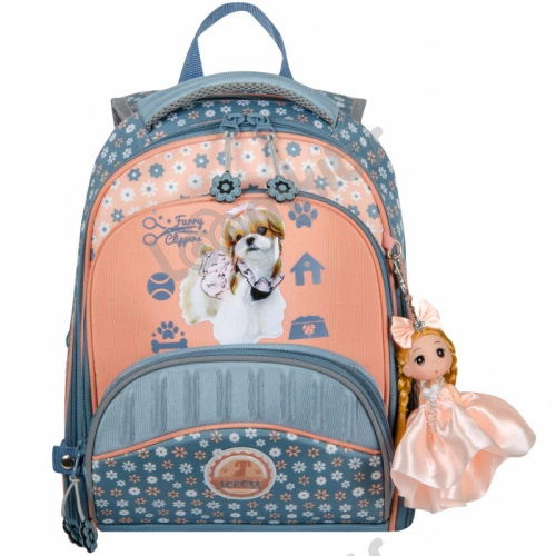Школьный рюкзак Across ACR18-178 Собачка (персиковый и голубой)