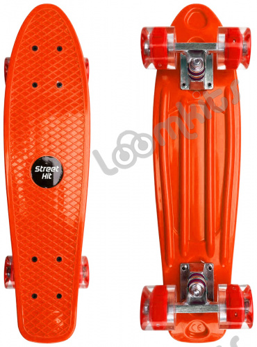 Скейтборд круизер Street Hit со светящимися колесами, оранжевый, 55 см фото 4