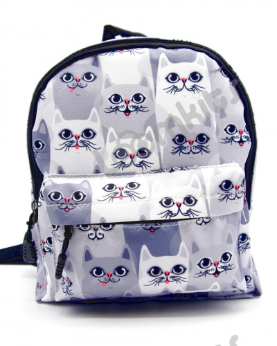 Рюкзак для девочки дошкольный "Серые котики", размер S, серый фото 5