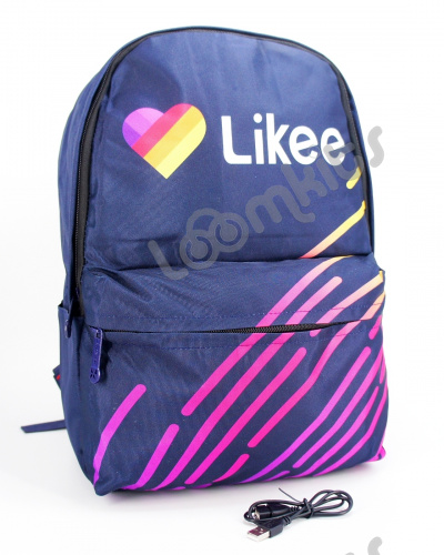 Рюкзак для девочки школьный Likee (Лайки) USB, 20309, синий фото 3