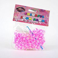 Резинки для плетения двухцветные Розовые/Белые 200 шт
