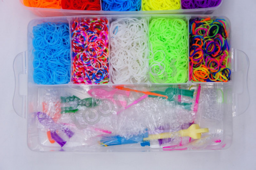 Набор резинок для плетения браслетов, 3 яруса, 18000 резинок, 25 цветов, большой разборный станок, большой пластиковый крючок фото 7