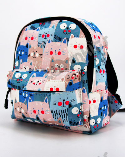 Рюкзак детский для девочки "Кошки улыбаки, голубые", размер S фото 3