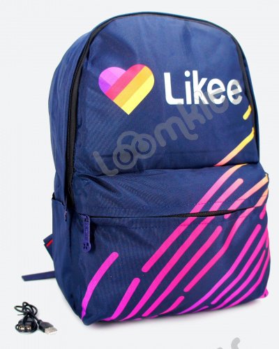 Рюкзак для девочки школьный Likee (Лайки) USB, 20309, синий