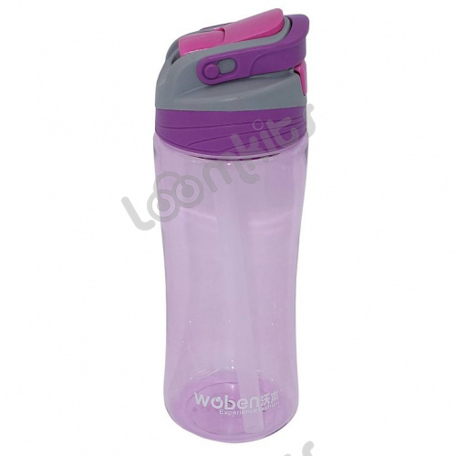 Пластиковая бутылка Woben с поилкой, розовая, 500 мл фото 4
