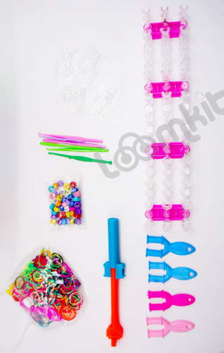 Набор резинок для плетения браслетов, 3 яруса, 18000 резинок, 25 цветов, большой разборный станок, большой пластиковый крючок фото 4