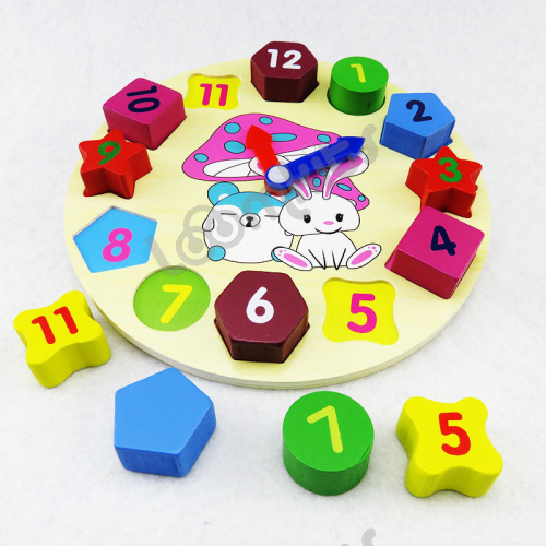 Деревянная игрушка - Блок цифровой геометрический "Часы"