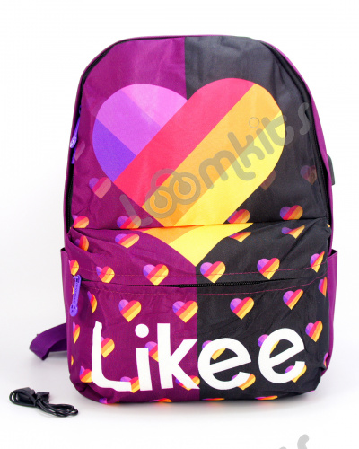 Рюкзак для девочки школьный Likee (Лайки) USB, 20307, фиолетовый фото 2