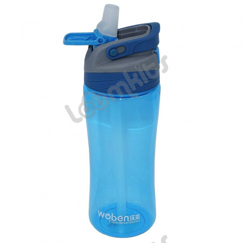 Пластиковая бутылка Woben с поилкой, голубая, 500 мл фото 2
