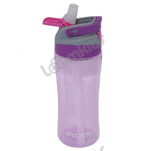 Пластиковая бутылка Woben с поилкой, розовая, 500 мл фото 2