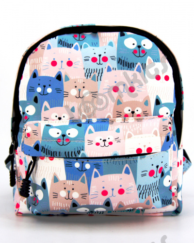 Рюкзак детский для девочки "Кошки улыбаки, голубые", размер S фото 2