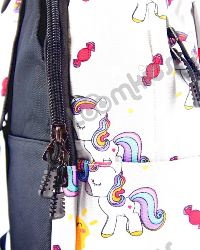 Рюкзак для девочки школьный "Единорожка", размер L, серый фото 5