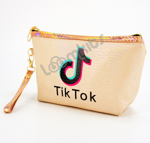 Пенал косметичка для девочки Tik Tok (Тик Ток), односекционный объемный на молнии, 1108 золотой фото 3