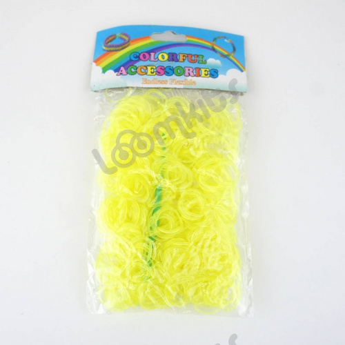 Резинки для плетения светящиеся в темноте Желтые 600 шт