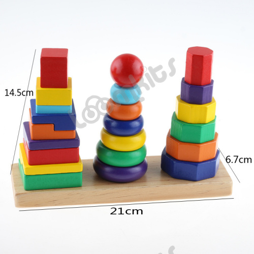 Игрушка из дерева - Пирамидки 3 в 1 фото 3