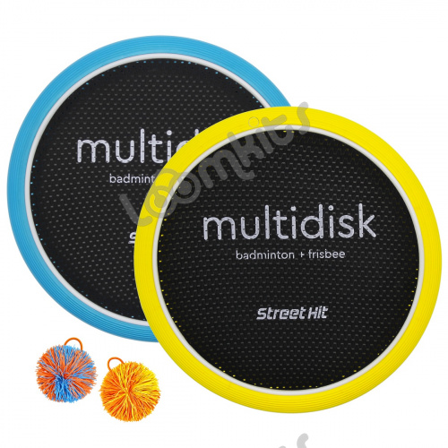 Игра Мультидиск "Street Hit" Крафт Maxi (Бадминтон+Фрисби), 40 см, желто-синий фото 7