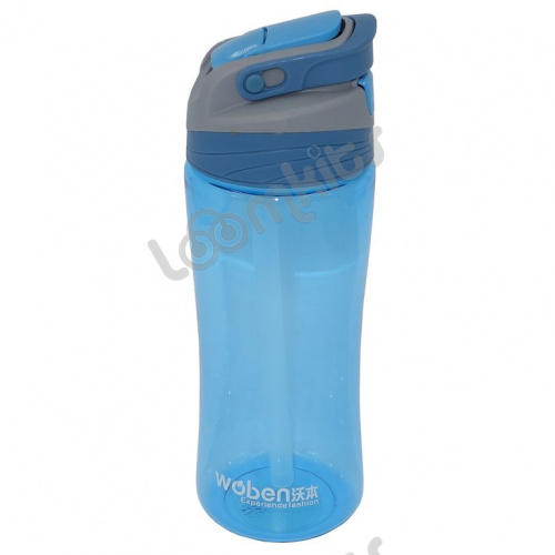 Пластиковая бутылка Woben с поилкой, голубая, 500 мл фото 5