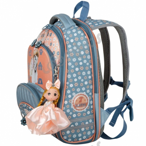Школьный рюкзак Across ACR18-178 Собачка (персиковый и голубой) фото 5