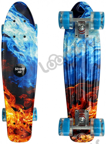 Скейтборд круизер Street Hit "Огонь и пламя" со светящимися колесами, 55 см фото 5