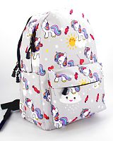 Рюкзак для девочки школьный "Единорожка", размер L, серый