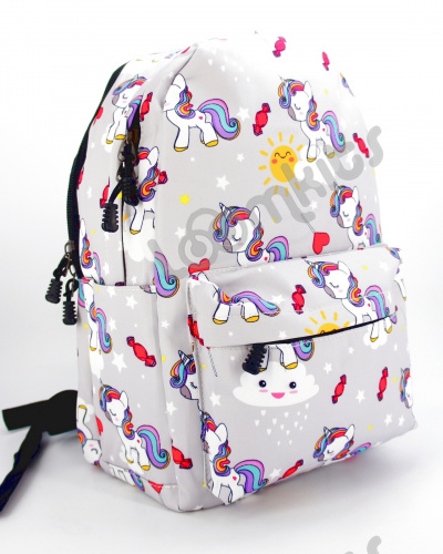 Рюкзак для девочки школьный "Единорожка", размер L, серый