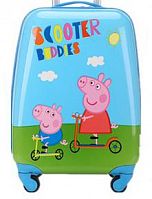 Детский чемодан  на колесиках "Свинка Пеппа и Джорж на самокате"