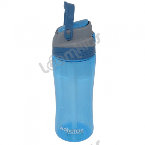 Пластиковая бутылка Woben с поилкой, голубая, 500 мл фото 4