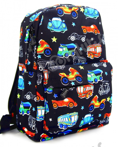 Рюкзак для мальчика "Машинки и грузовики", размер M, черный