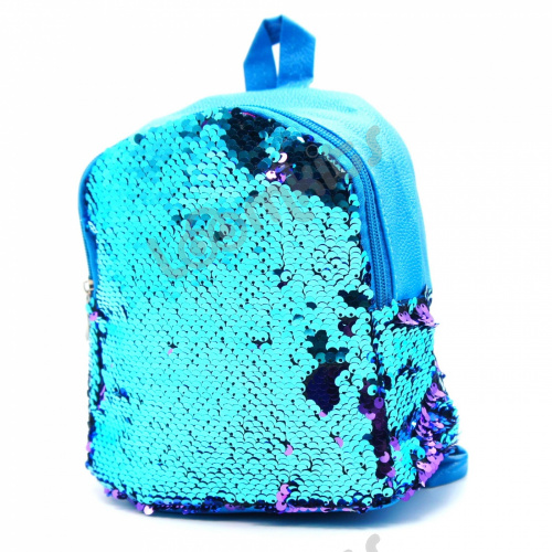 Рюкзачок для девочек с пайетками голубой