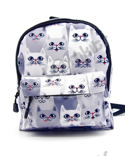 Рюкзак для девочки дошкольный "Серые котики", размер S, серый фото 2