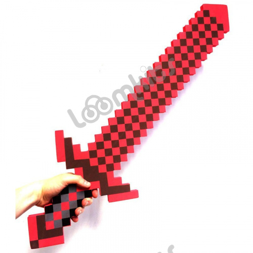 Пиксельный Красный меч Майнкрафт (Minecraft), пена 75 см