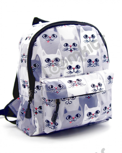 Рюкзак для девочки дошкольный "Серые котики", размер S, серый