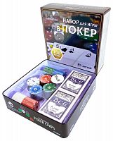 Покерный набор "Premium Poker", 100 фишек с номиналом, в жестяной коробке