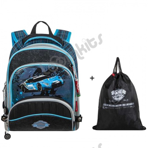 Школьный рюкзак Across ACR18-178 Скоростная машинка (черно-голубой) фото 7