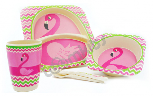 Набор детской бамбуковой посуды Фламинго фото 7