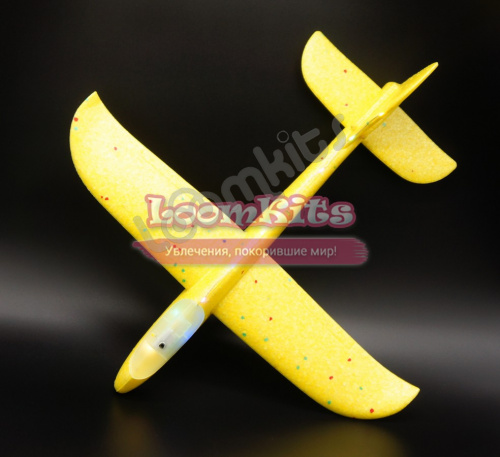 Самолет из пенопласта с LED лентой 48 см - Желтый фото 4