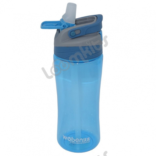 Пластиковая бутылка Woben с поилкой, голубая, 500 мл фото 3