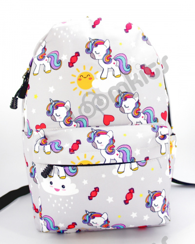 Рюкзак для девочки школьный "Единорожка", размер L, серый фото 2