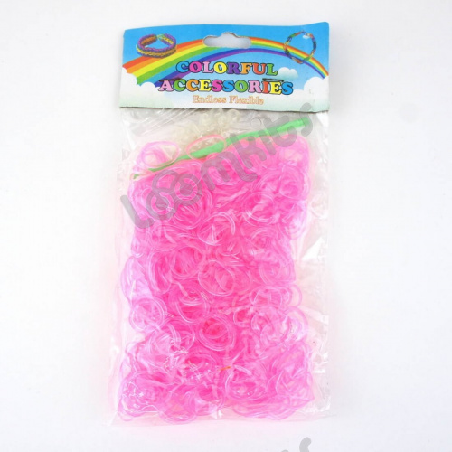 Резинки для плетения светящиеся в темноте Розовые 600 шт