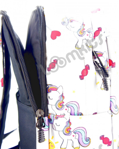 Рюкзак для девочки школьный "Единорожка", размер L, серый фото 3