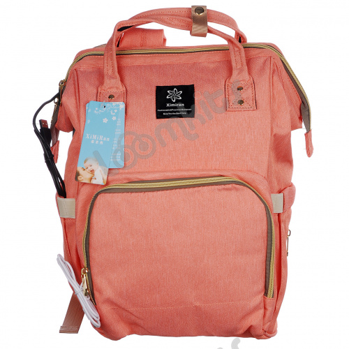 Рюкзак для мамы с USB - Персиковый фото 3