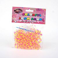 Резинки для плетения двухцветные Розовые/Желтые 200 шт